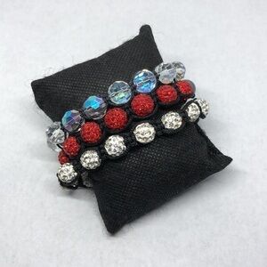 BUNDLE lot 3 shamballa bracelets festival boho style stackable layering.